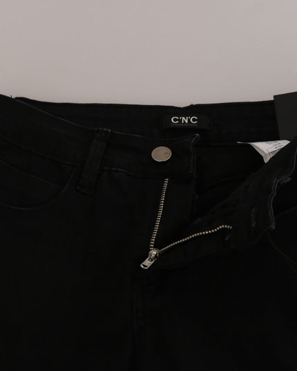 Costume National Black Embellished Mid Waist Skinny Denim Jeans