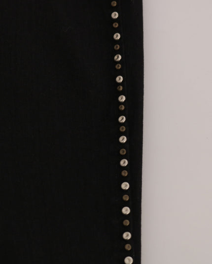 Costume National Black Embellished Mid Waist Skinny Denim Jeans