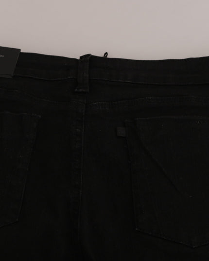 Costume National Black Embellished Mid Waist Skinny Denim Jeans