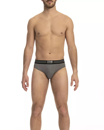Cavalli Class Gray Cotton Men Underwear Trio Pack