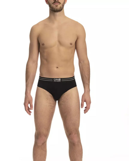Cavalli Class Black Cotton Men's Underwear Trio Pack