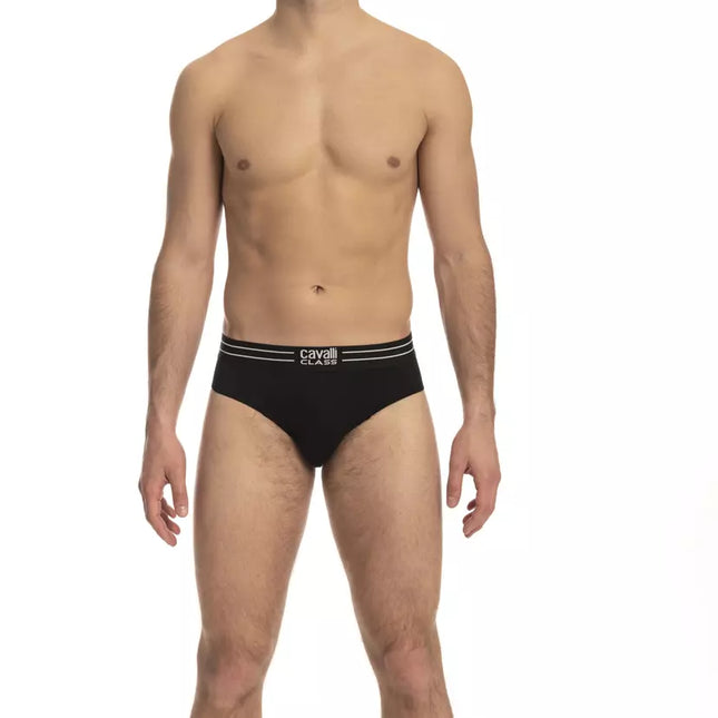 Cavalli Class Black Cotton Men's Underwear Trio Pack