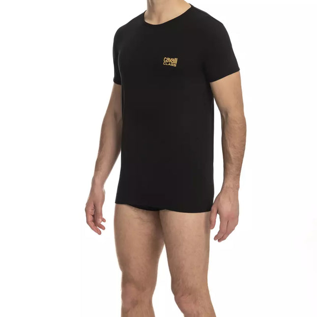 Cavalli Class Black Cotton Men's T-Shirt