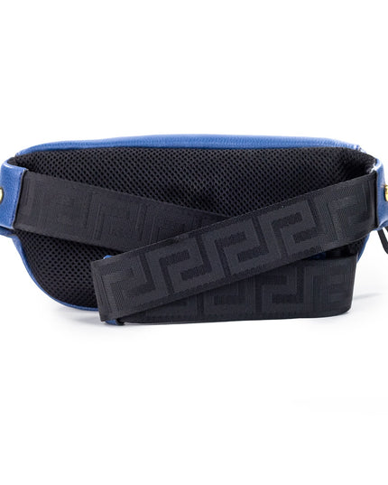 Versace Small Navy Calf Leather Medusa Pendant Fanny Waist Pack Belt Bag