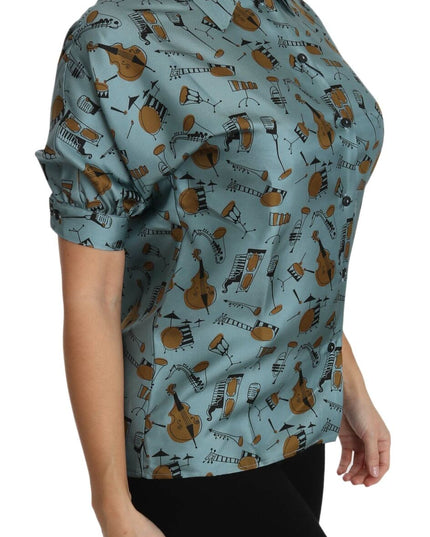 Dolce & Gabbana Multicolor Musical Instruments Silk Short sleeve Shirt