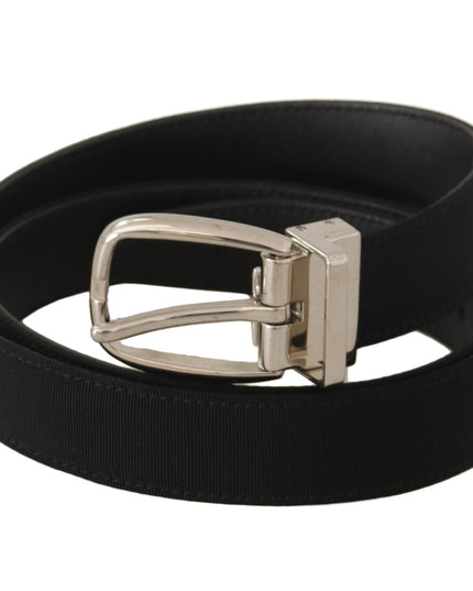 Dolce & Gabbana Belt Black Calf Leather Silver Tone Metal Buckle