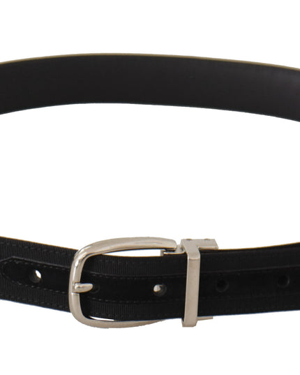 Dolce & Gabbana Belt Black Calf Leather Silver Tone Metal Buckle