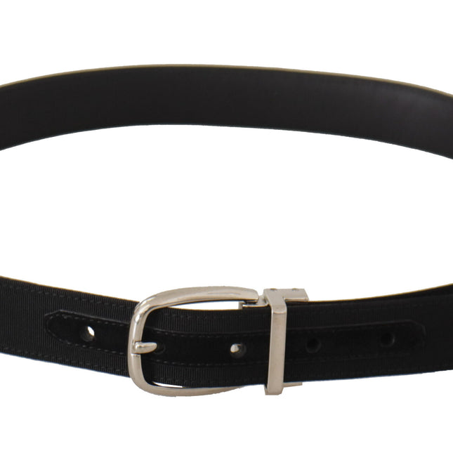 Dolce & Gabbana Belt Black Calf Leather Silver Tone Metal Buckle