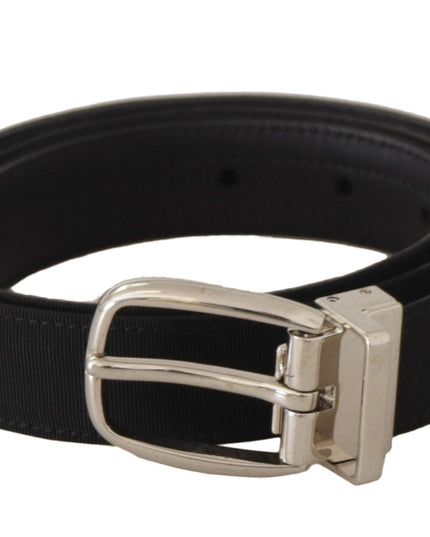 Dolce & Gabbana Belt Black Calf Leather Silver Tone Metal Buckle