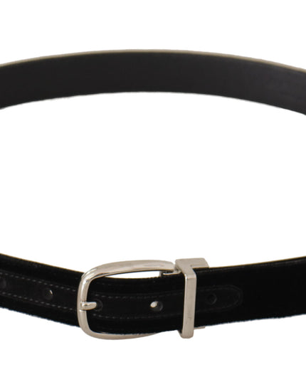 Dolce & Gabbana Black Casual Velvet Silver Tone Metal Buckle Belt