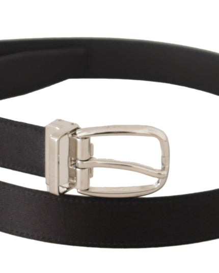Dolce & Gabbana Black Canvas Leather Silver Logo Metal Buckle Belt