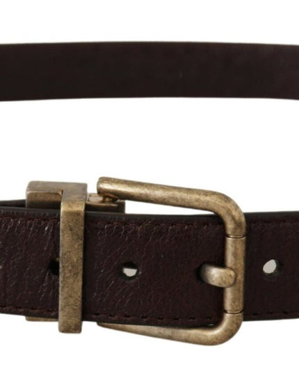 Dolce & Gabbana Brown Calf Leather Vintage Logo Metal Buckle Belt