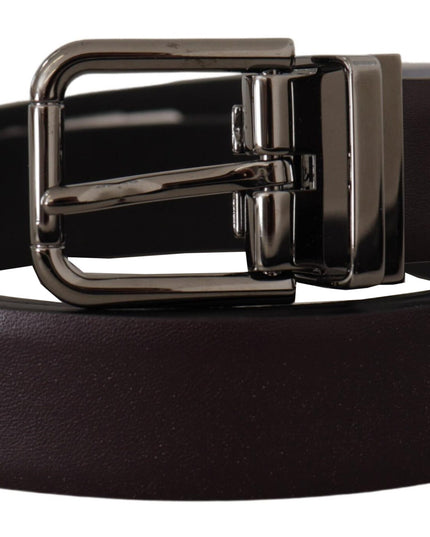Dolce & Gabbana Dark Purple Leather Box Borchia Metal Buckle Belt