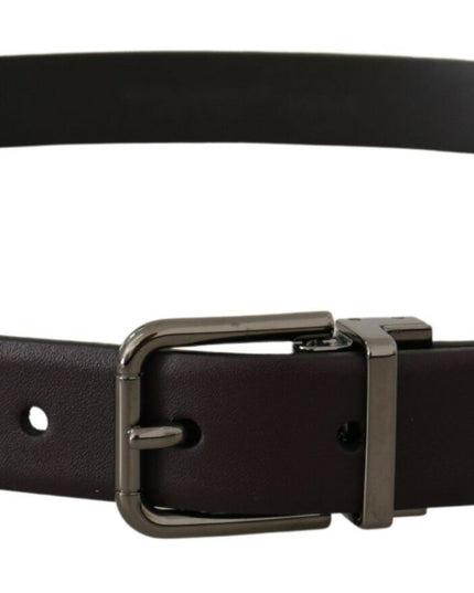 Dolce & Gabbana Dark Purple Leather Box Borchia Metal Buckle Belt