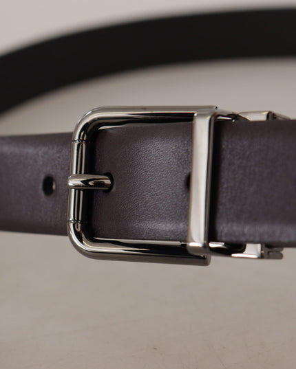 Dolce & Gabbana Dark Purple Leather Box Borchia Metal Buckle Belt