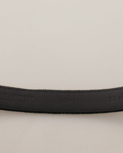 Dolce & Gabbana Black Casual Velvet Silver Metal Logo Buckle Belt