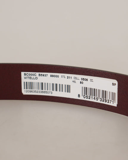 Dolce & Gabbana Maroon Calf Leather Silver Tone Metal Buckle Belt