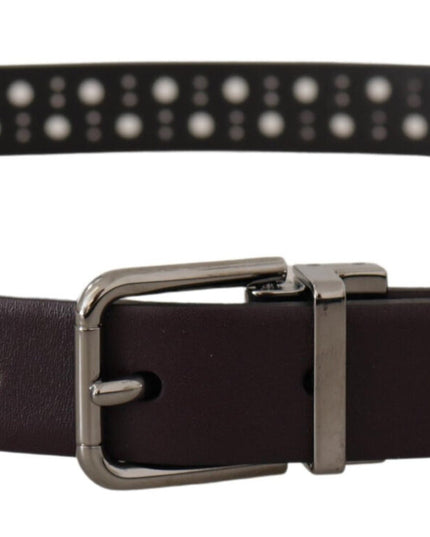Dolce & Gabbana Dark Purple Perforated Leather Metal Buckle Belt