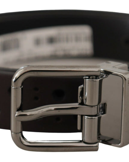 Dolce & Gabbana Dark Purple Perforated Leather Metal Buckle Belt