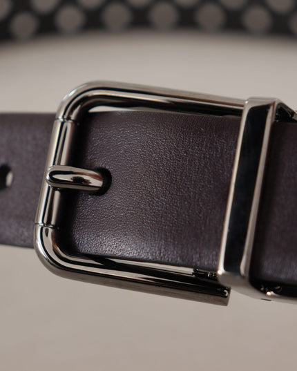 Dolce & Gabbana Dark Purple Perforated Leather Metal Buckle Belt