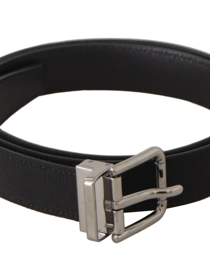 Dolce & Gabbana Black Canvas Leather Silver Metal Buckle Belt