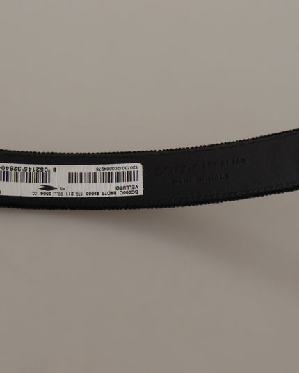 Dolce & Gabbana Black Velvet Leather Gold Tone Metal Buckle Belt