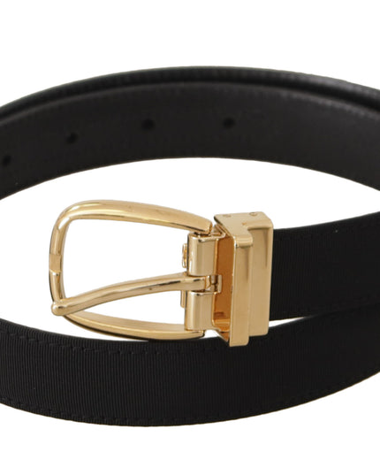 Dolce & Gabbana Black Canvas Leather Gold Metal Buckle Belt