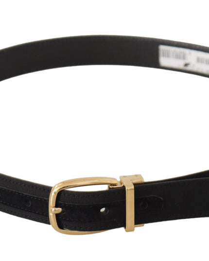 Dolce & Gabbana Black Canvas Leather Gold Metal Buckle Belt