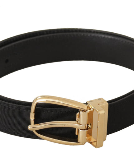 Dolce & Gabbana Black Canvas Leather Gold Metal Buckle Belt