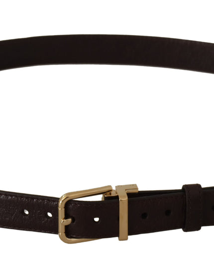 Dolce & Gabbana Brown Leather Gold Metal Buckle Belt