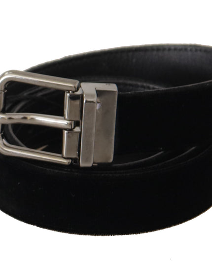 Dolce & Gabbana Black Cotton Silver Tone Metal Buckle Belt