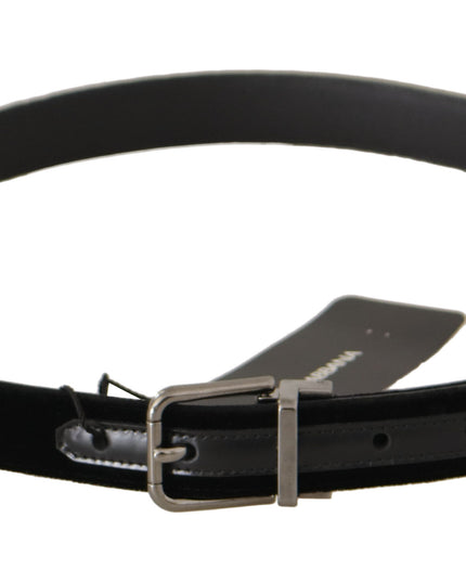 Dolce & Gabbana Black Cotton Silver Tone Metal Buckle Belt