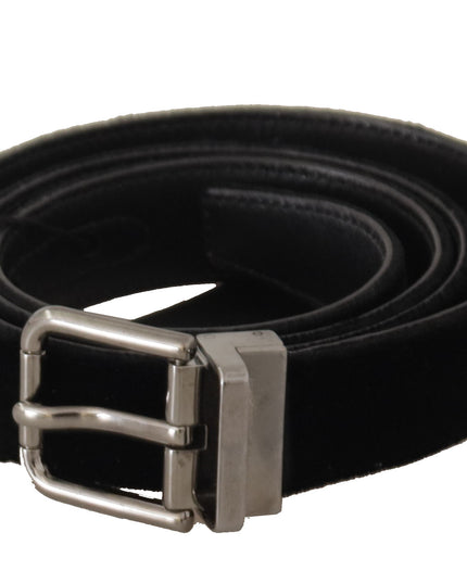 Dolce & Gabbana Black Cotton Silver Tone Metal Buckle Belt
