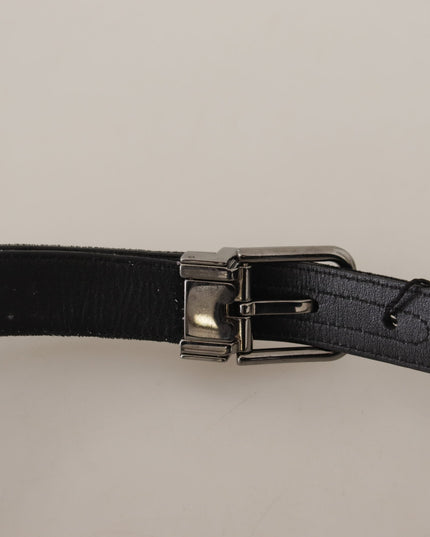 Dolce & Gabbana Black Cotton Silver Tone Metal Buckle Belt