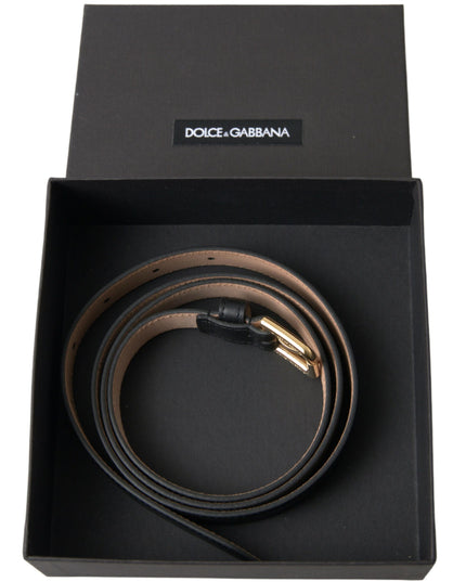Dolce & Gabbana Black Leather Gold Tone Metal Buckle Belt