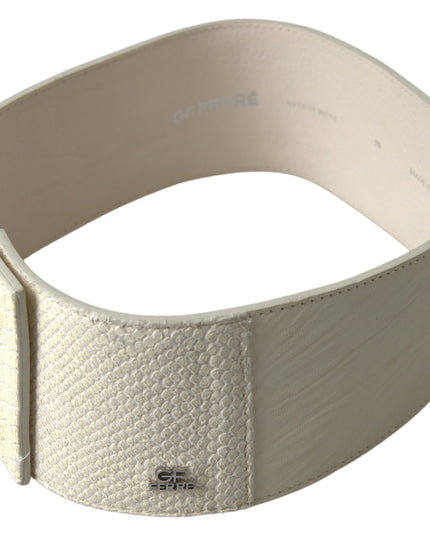 GF Ferre Off White Waxed Cotton Wide Fashion Waistband Belt