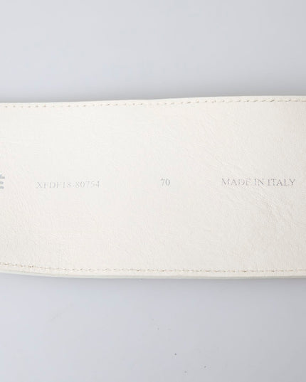 GF Ferre Off White Waxed Cotton Wide Fashion Waistband Belt