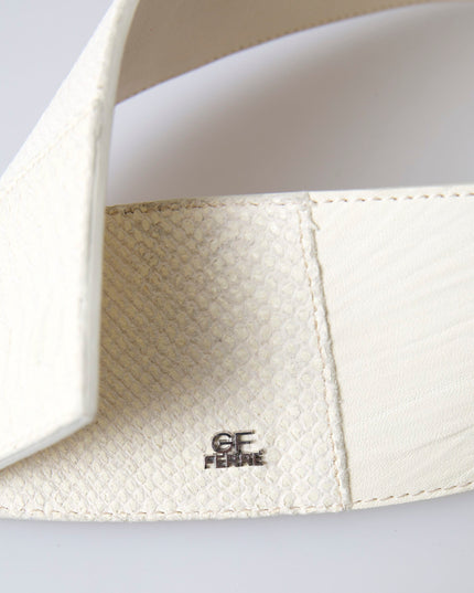 GF Ferre Off White Waxed Cotton Wide Fashion Waistband Belt