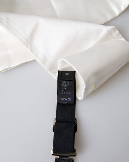 Dolce & Gabbana White Men Wide Waist Silk Belt Cummerbund