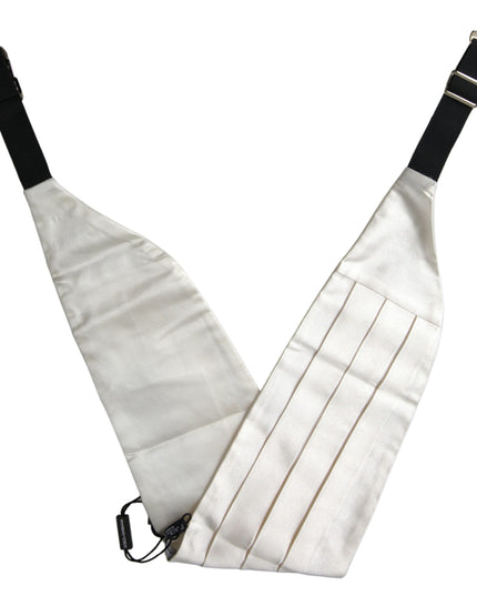 Dolce & Gabbana White Men Wide Waist Silk Belt Cummerbund