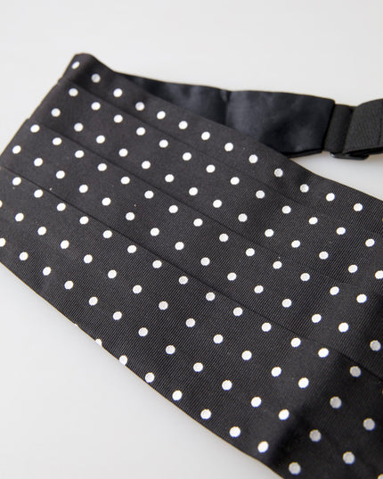 Dolce & Gabbana Black Silk Polka Waist Tuxedo Belt Cummerbund
