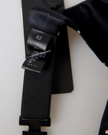 Dolce & Gabbana Black Silk Polka Waist Tuxedo Belt Cummerbund