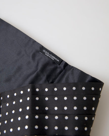 Dolce & Gabbana Black Silk Polka Waist Tuxedo Belt Cummerbund