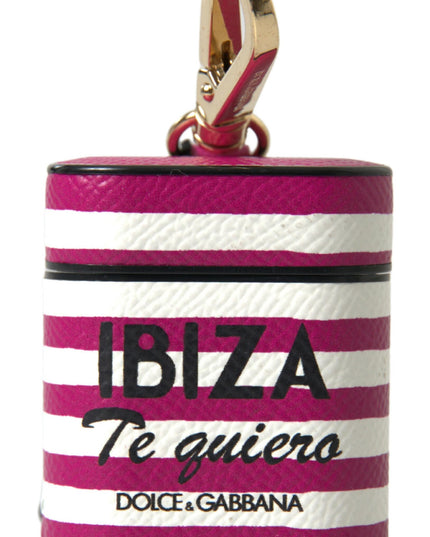 Dolce & Gabbana Fuchsia Dauphine Leather Logo Airpods Case