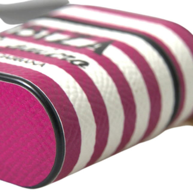 Dolce & Gabbana Fuchsia Dauphine Leather Logo Airpods Case