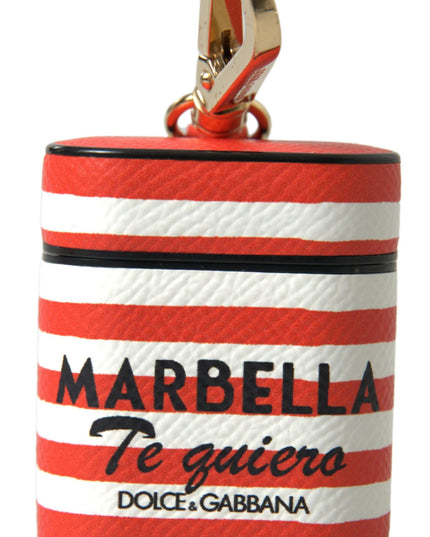 Dolce & Gabbana Orange Stripe Dauphine Leather Logo Strap Airpod Case