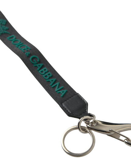 Dolce & Gabbana Black DG Logo Rubber Silver Tone Metal Keychain