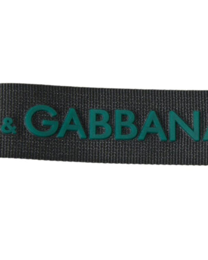 Dolce & Gabbana Black DG Logo Rubber Silver Tone Metal Keychain