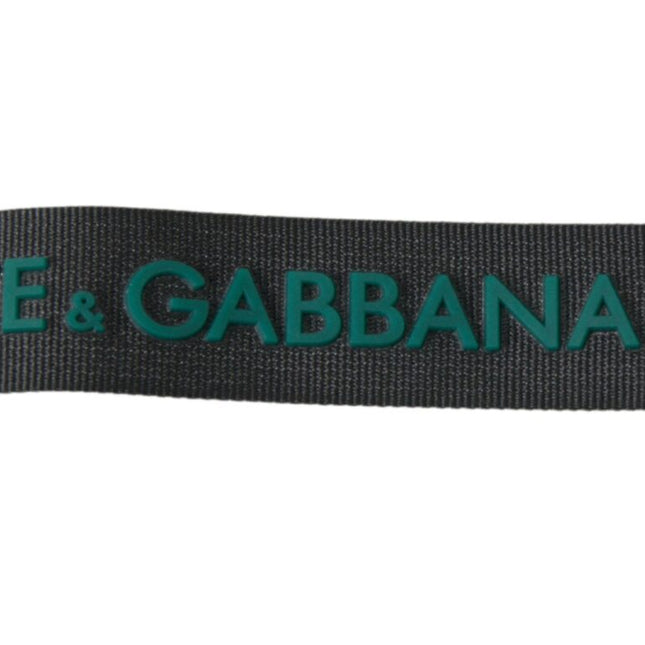 Dolce & Gabbana Black DG Logo Rubber Silver Tone Metal Keychain