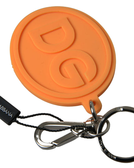 Dolce & Gabbana Orange Rubber DG Logo Gold Brass Metal Keychain